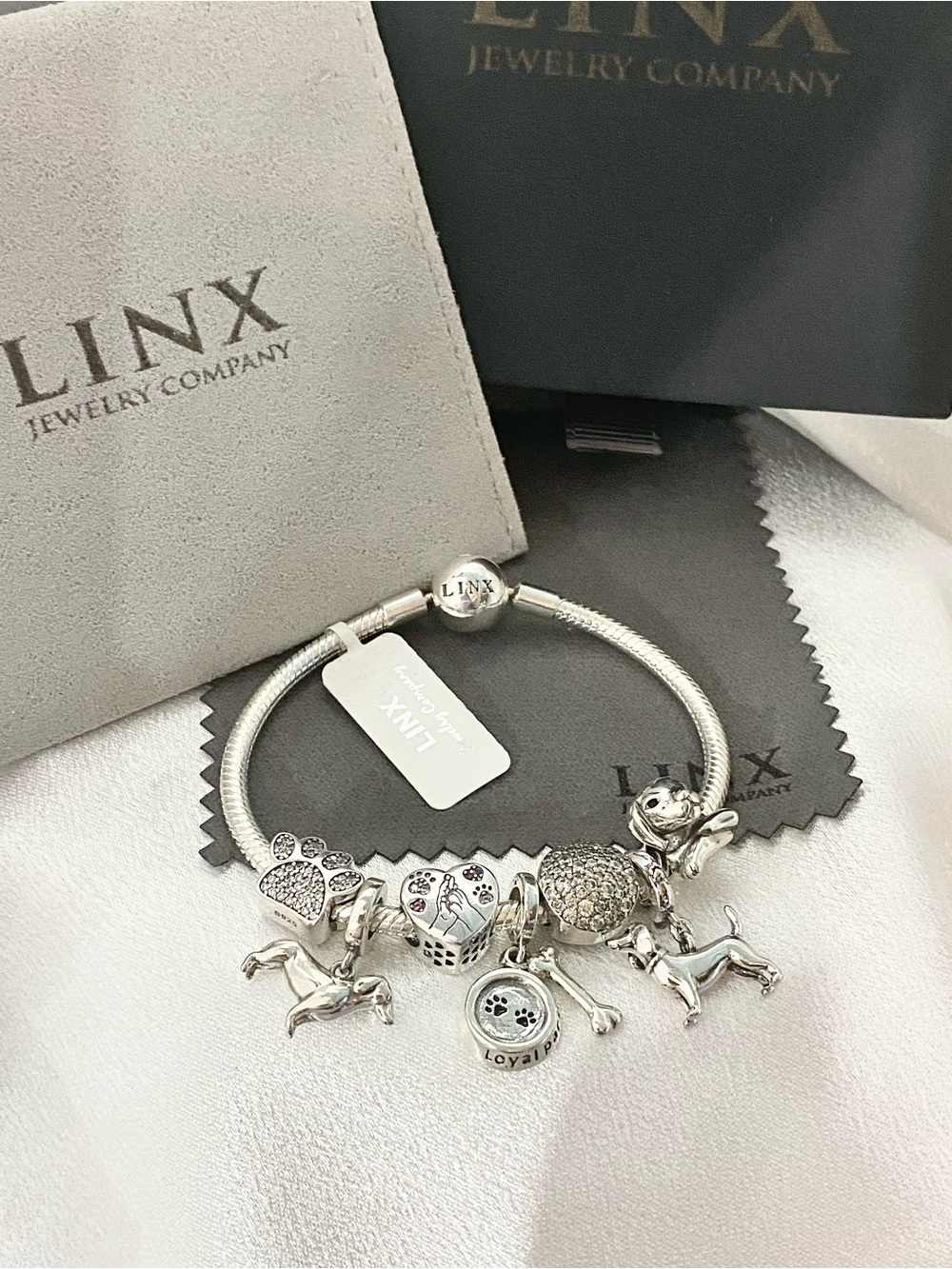 Linx Snake Chain Bracelet with Dachshund Weenie Dog Themed Charms